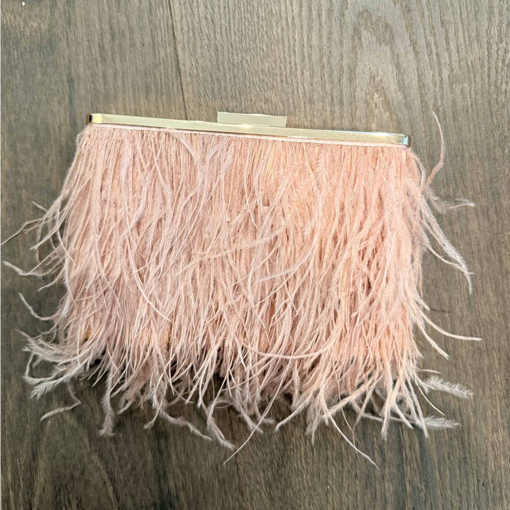 Olga Berg Estelle Feather Clutch in Blush